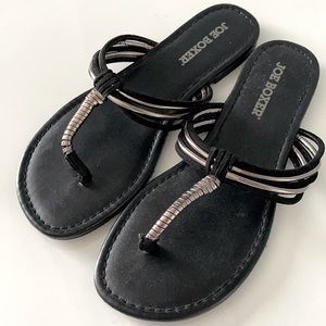 Joe Boxer black and silver sandals.